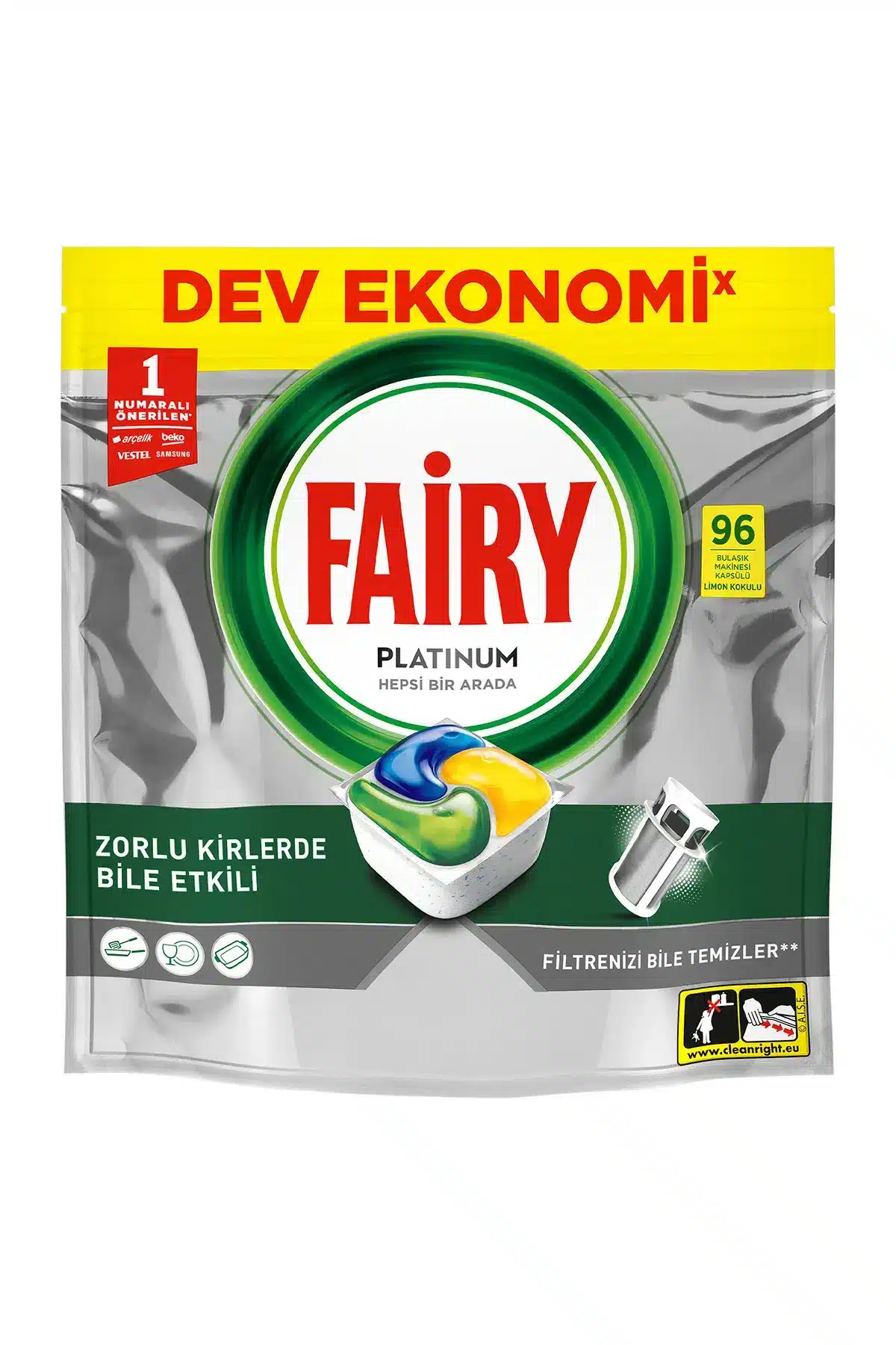 قرص ماشین ظرفشویی فیری مدل Platinum بسته 96 عددی
