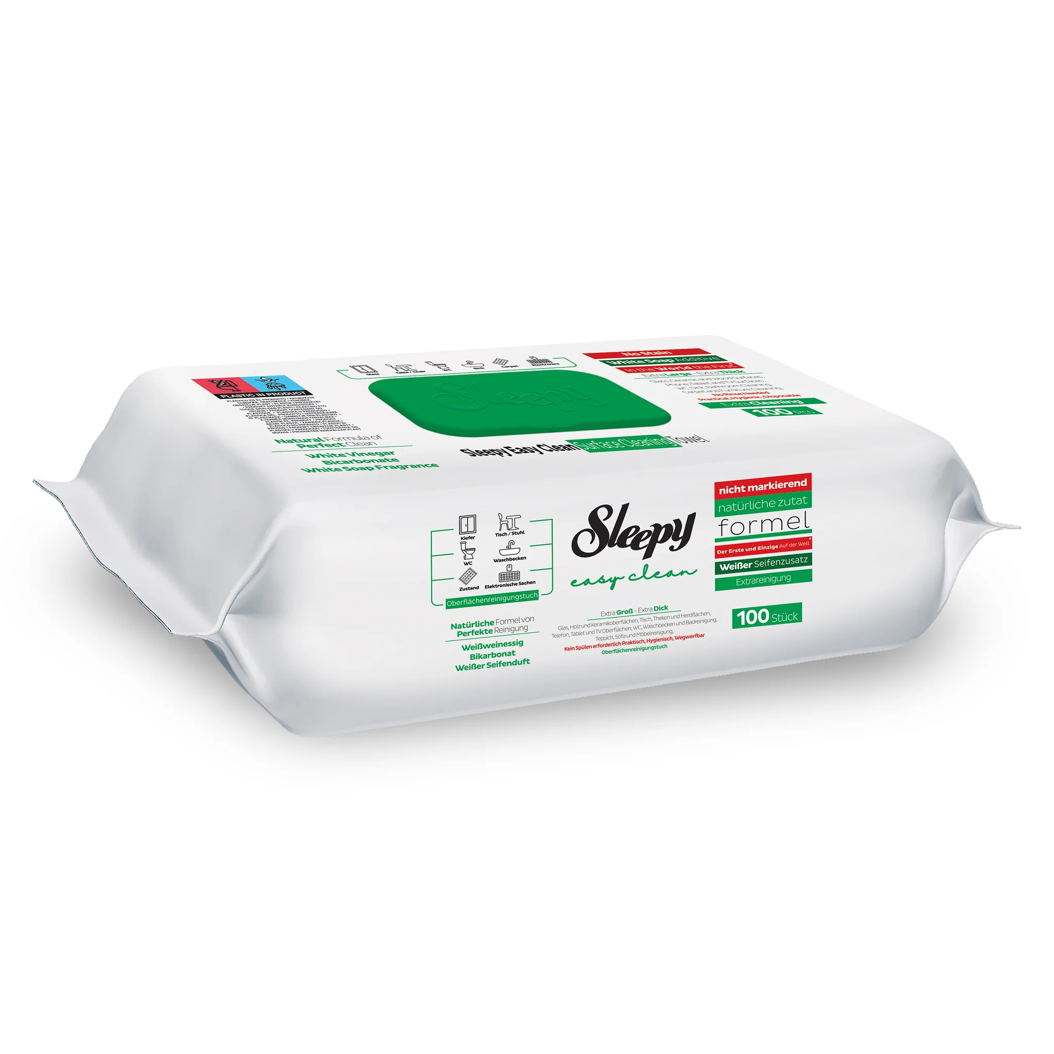 دستمال مرطوب اسلیپی Sleepy سبز مدل Easy Clean | بسته 100 عددی