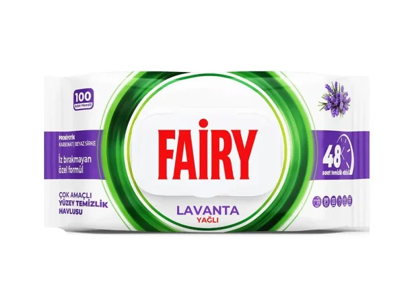 دستمال مرطوب تمیز کننده سطوح فیری Fairy حاوی روغن اسطوخودوس
