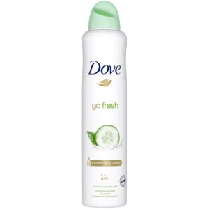 اسپری دئودورانت زنانه داو Dove مدل Go Fresh دارای رایحه خیار و چای سبز | حجم 250 میل
