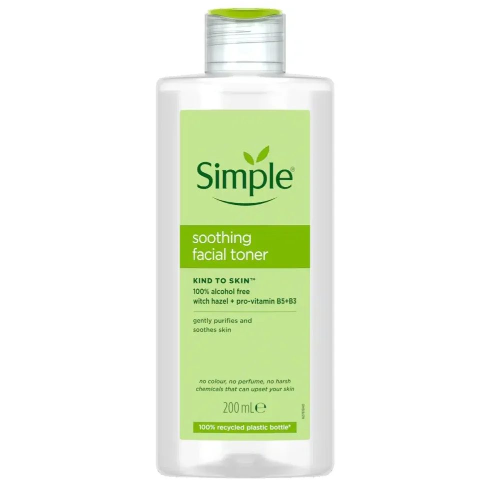 تونر تسکین دهنده و آبرسان سیمپل Simple مدل Soothing Facial Toner