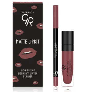 کیت لب مات گلدن رز Golden Rose مدل Rose Taupe با مداد لب شماره 510 و رژ لب مایع مات شماره 20