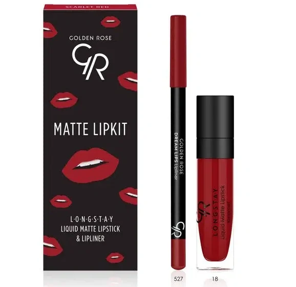کیت لب مات گلدن رز Golden Rose مدل Scarlet Red
