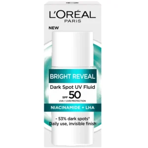 ضدآفتاب فلوئیدی لورآل مدل Bright Reveal – حاوی نیاسینامید و LHA – ضد لک و با +SPF 50 | حجم 50 میلی‌لیتر