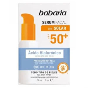 سرم ضدآفتاب و آبرسان صورت باباریا مدل Hyaluronic Acid – حاوی هیالورونیک اسید – با +SPF 50 و مناسب انواع پوست | حجم 30 میلی‌لیتر
