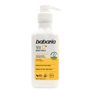 لوسیون بدن ویتامین C باباریا Babaria مدل +Vit C – آبرسانی 24 ساعته و مناسب انواع پوست | حجم 500 میلی‌لیتر