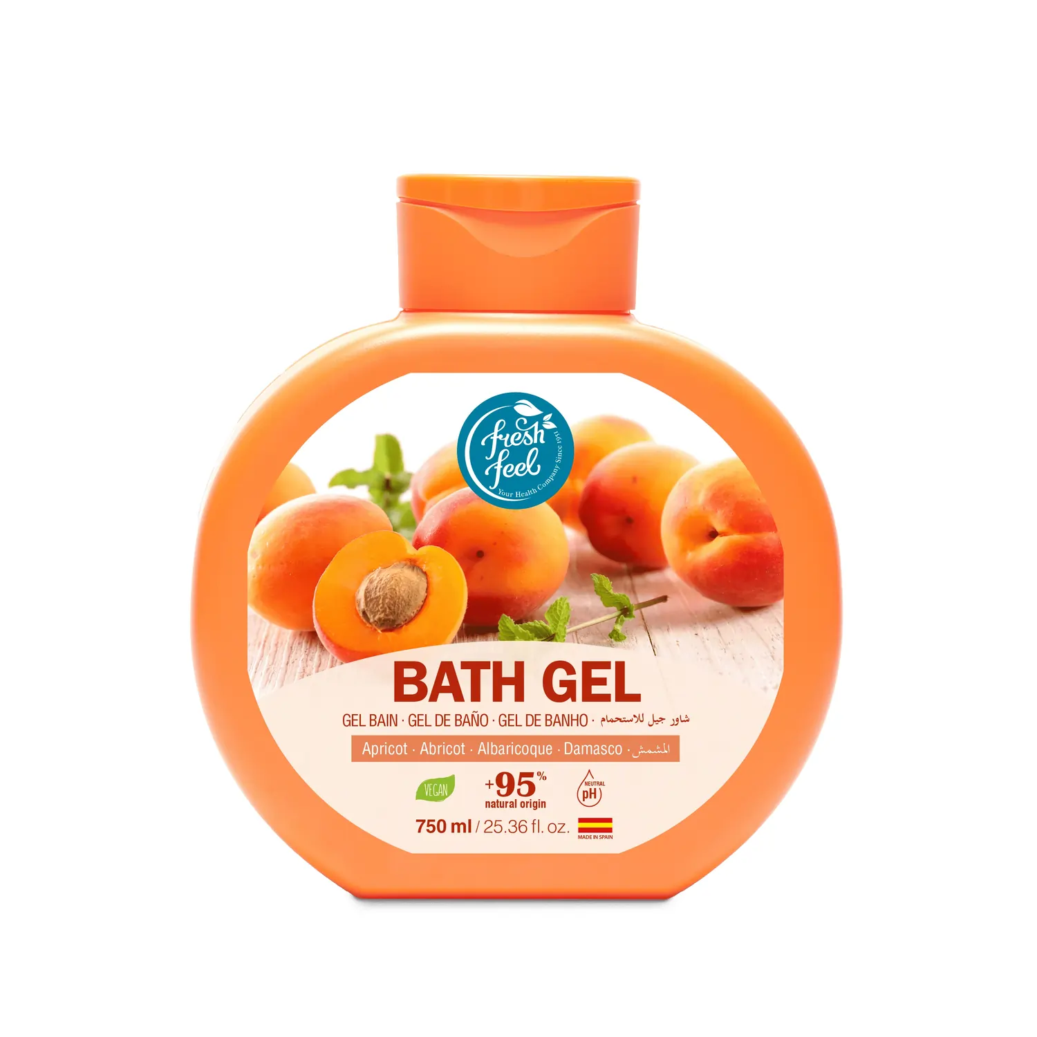شامپو ژل حمام زردآلو فرش فیل Fresh Feel مدل Apricot