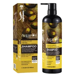 شامپو ضد ریزش و بازسازی کننده مو لایتنس Lightness مدل Argan Oil – حاوی روغن آرگان خالص و پروتئین هیدرولیز شده | حجم 900 میلی‌لیتر