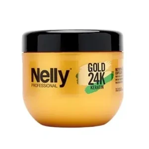 ماسک مو کراتین و آرگان نلی پروفشنال Nelly Professional مدل Gold 24K Keratin – ترمیم عمیق و درخشندگی مو | حجم 500 میلی‌لیتر