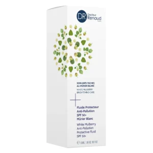 فلوئید محافظتی ضد آلودگی و ضد آفتاب دکتر رناد Dr. Renaud مدل White Mulberry – با +SPF 50 و حاوی عصاره توت سفید | حجم 50 میلی‌لیتر